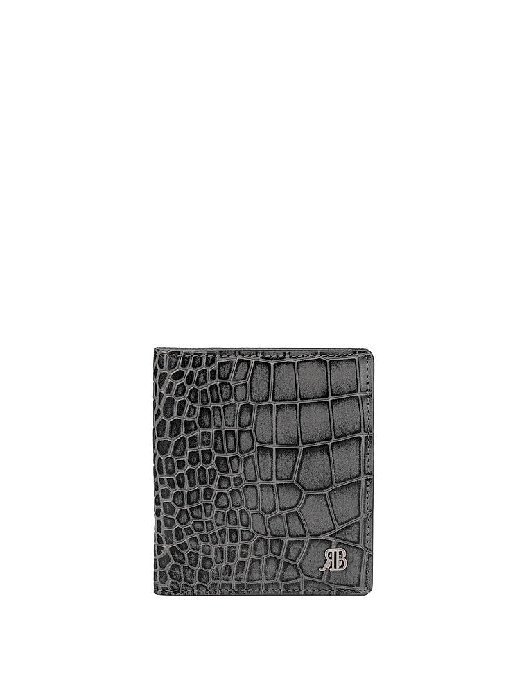 Grey Croco Effect Bifold Wallet